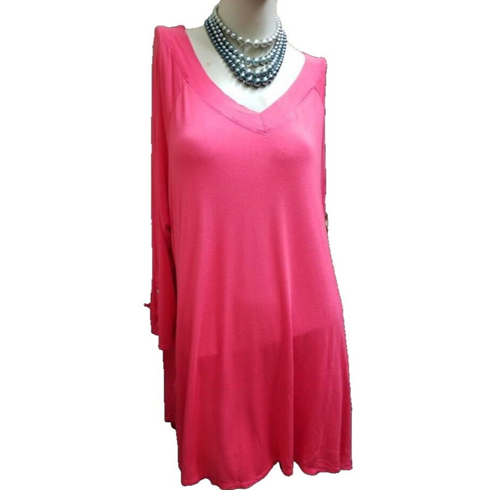 Avenue Women's Size 18/20 Tunic Silver Snap Accents Melon Boho Flowing